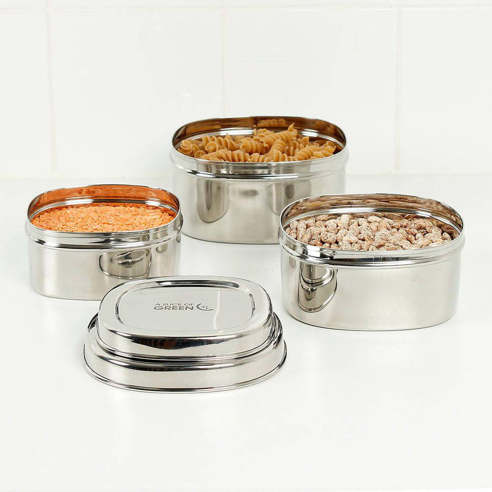 A Slice of Green - Stainless Steel Lunchboxes, Set of 3