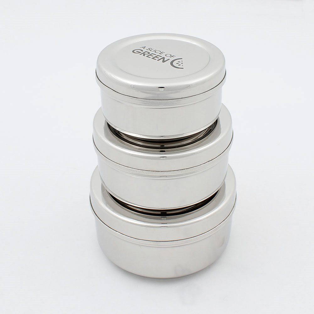 A Slice of Green - Stainless Steel Lunchboxes, Set of 3