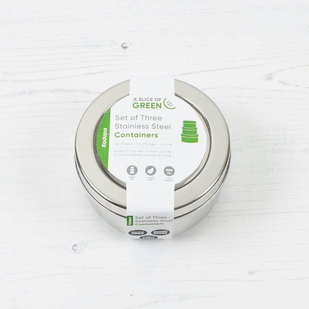 A Slice of Green - Stainless Steel Lunchboxes, Set of 3