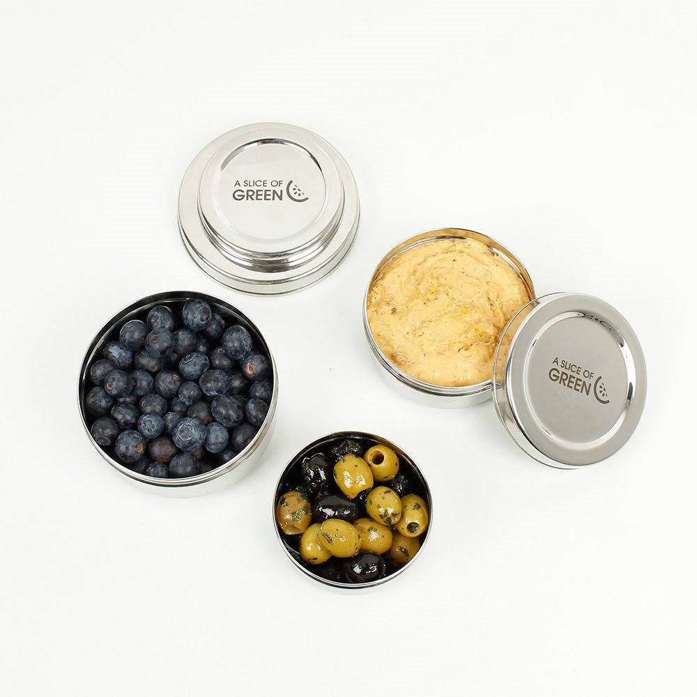 A Slice of Green - Stainless Steel Lunchboxes, Set of 3