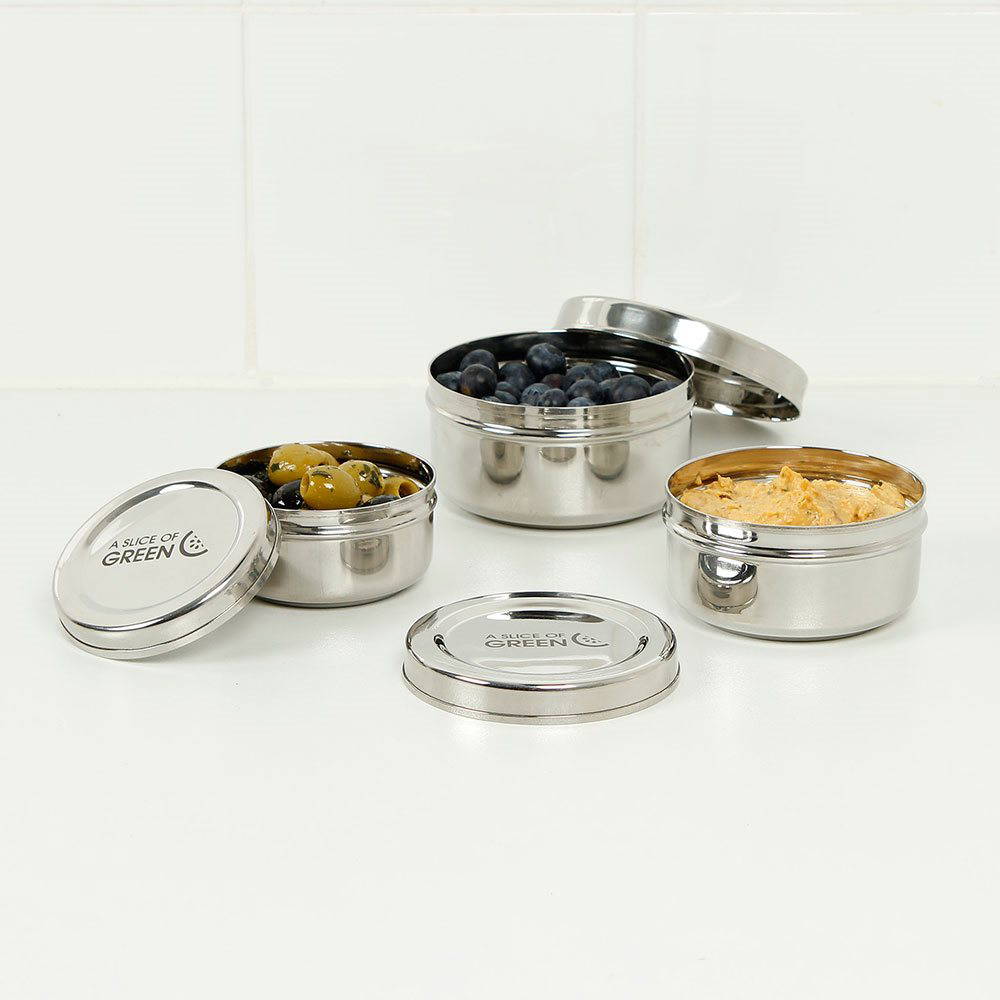 A Slice of Green - Stainless Steel Lunchboxes, Set of 3