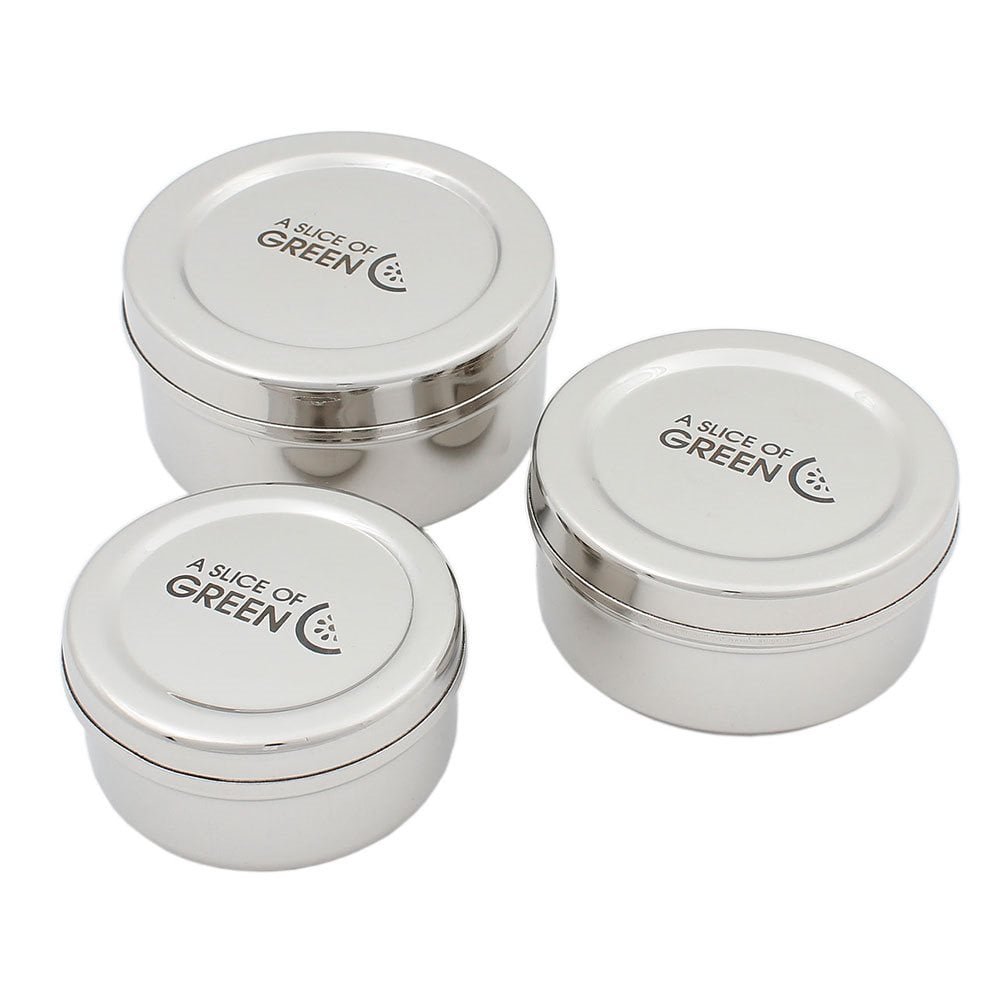 A Slice of Green - Stainless Steel Lunchboxes, Set of 3