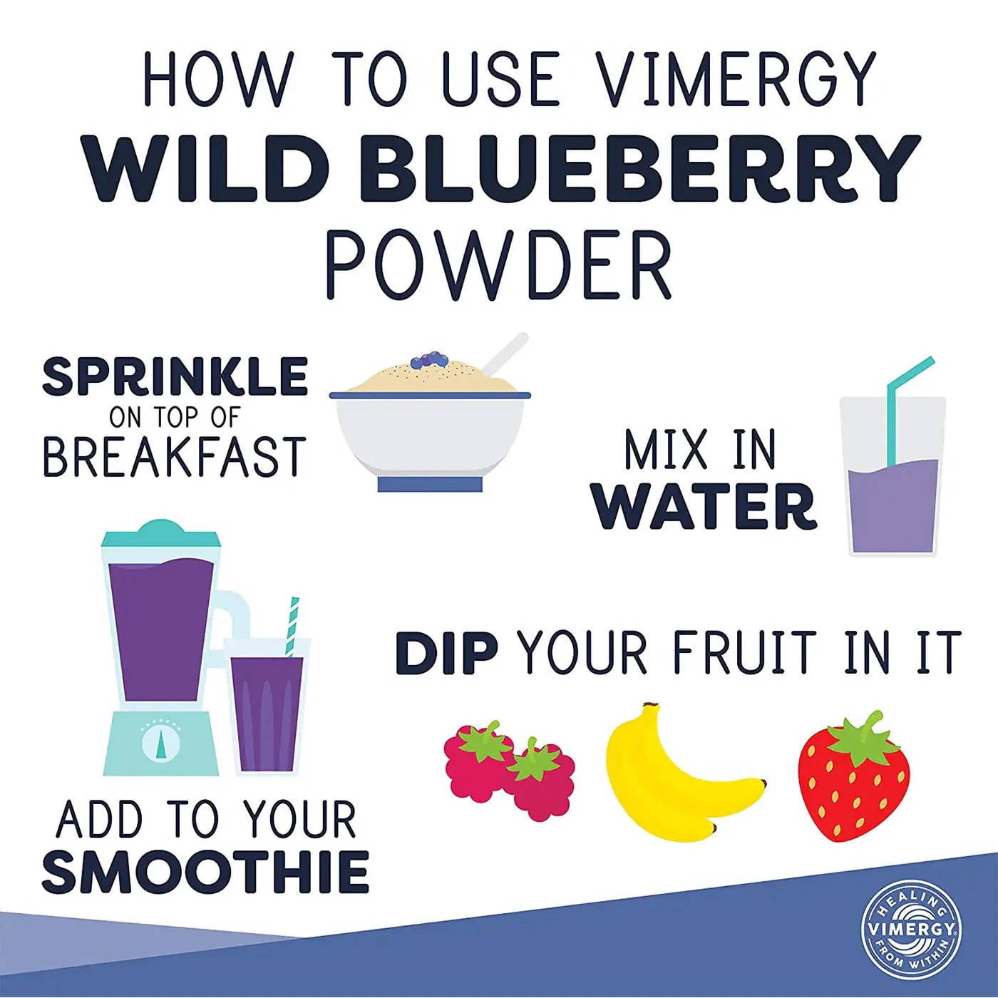 Vimergy Vildtvoksende Blåbærpulver (Vaccinium Angustifolium), 250 g