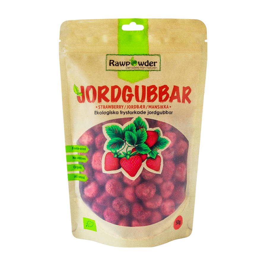 Whole freeze-dried strawberries, 50g organic