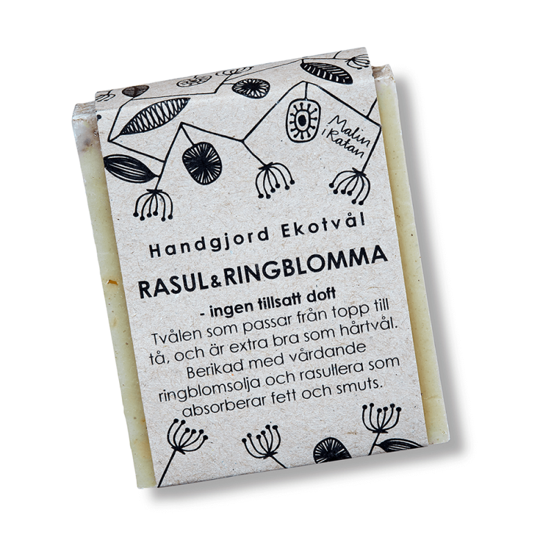 Malin i Ratan Ekologisk Handgjord Tvål Rasul & Ringblomma, Utan Doft - 110 g 1