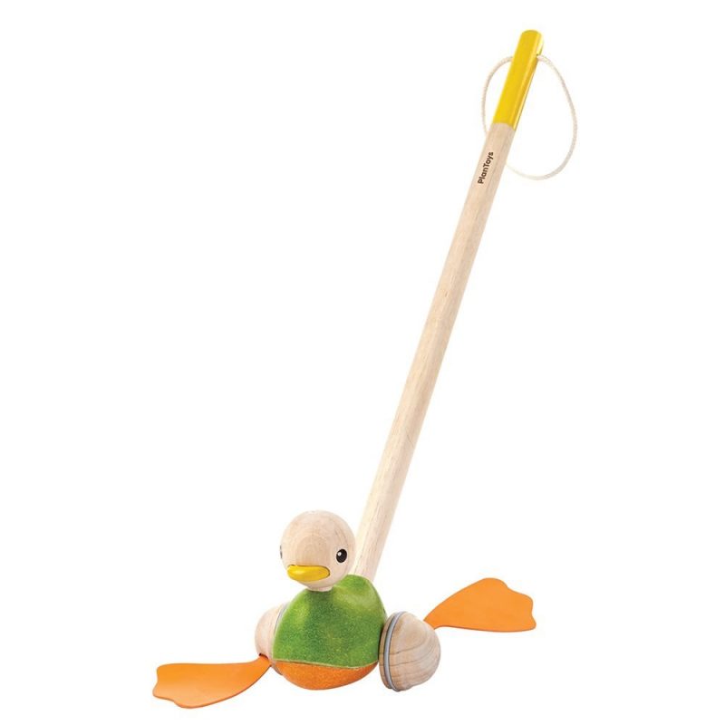 PlanToys - Gåleksak i Trä, Push Along Duck 1