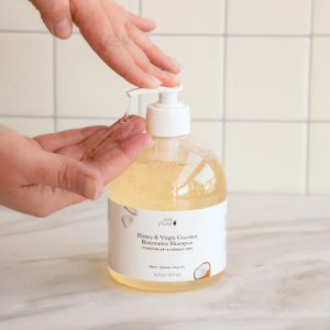 1HCSHVCR16OZ_Honey_Virgin_Coconut_Restorative_Shampoo_16oz_SwatchonHand_Square-300x300.jpeg