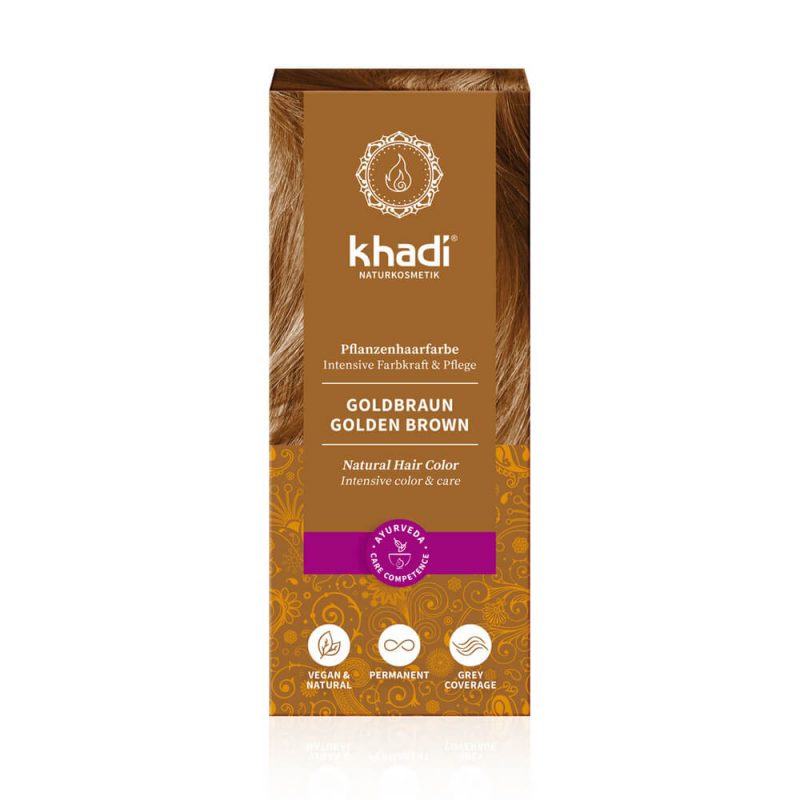 Khadi - Naturlig Örthårfärg - Golden Brown - Gyllenbrun, 100 g 1