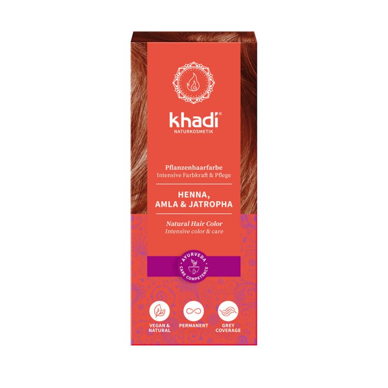 KHADI Naturlig Örthårfärg - Henna, Amla & Jathropa - Röd, 100 gram 1