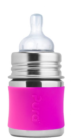 Nappflaska Rostfritt Stål med Silikonhölje 150 ml, Pink