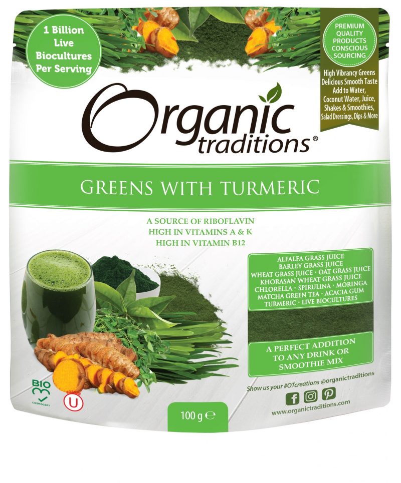 Organic Traditions Probiotic Greens with Turmeric 100 gram 1